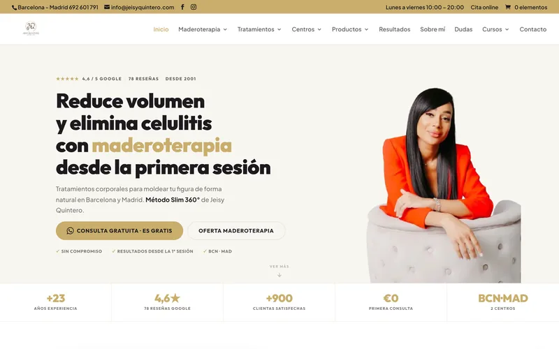 Web de jeisyquintero.com, centro de maderoterapia